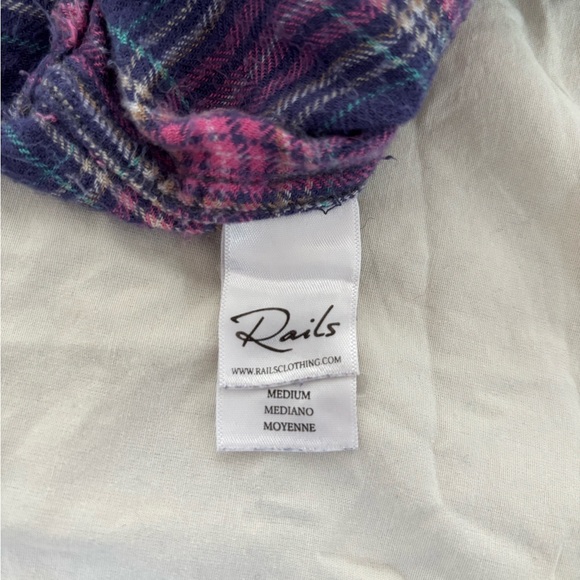 Rails Hunter Button Down Shirt Plaid Wisteria Pink & Aqua Blue Size Medi… - Picture 11 of 11